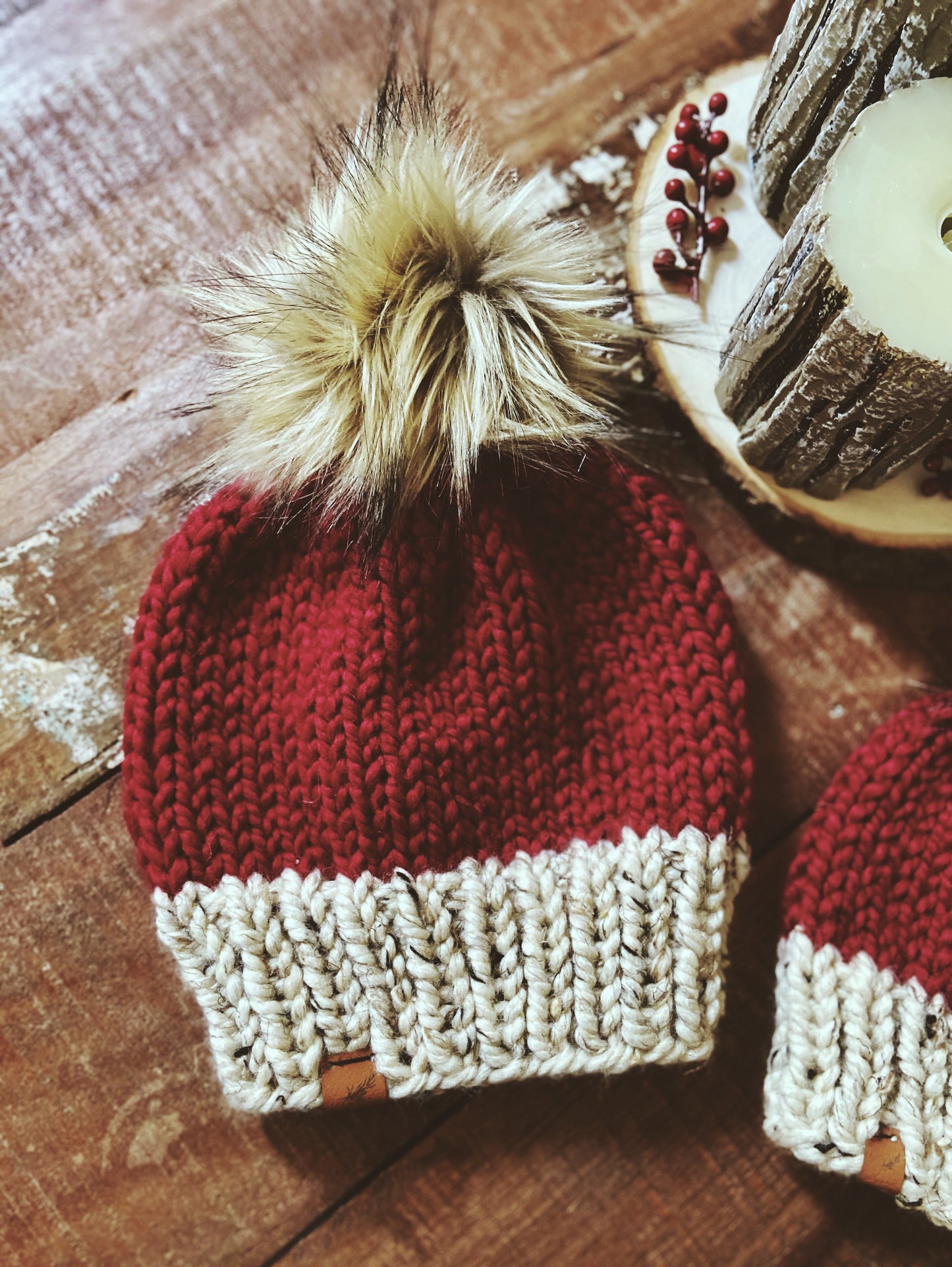 Knit Santa Hat with Pom Pom | Women's Classic Santa Hat Beanie