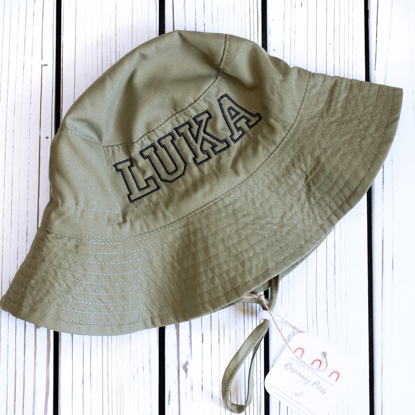 Personalized Baby Sun Hat Neutral Custom Embroidered Bucket Hat Toddler and Baby