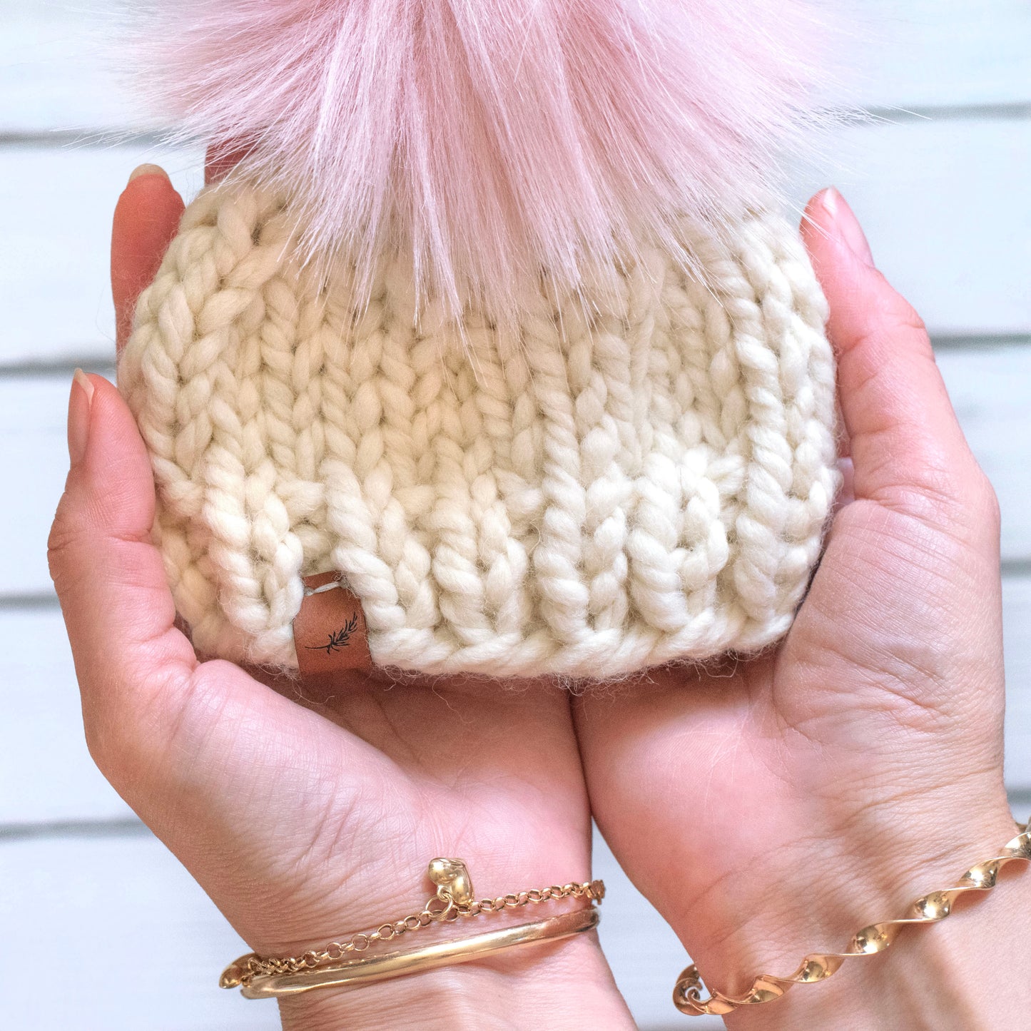 Preemie Baby Knit Hat with Pom Pom | Custom Made for Preemie and Micro Preemie Babies