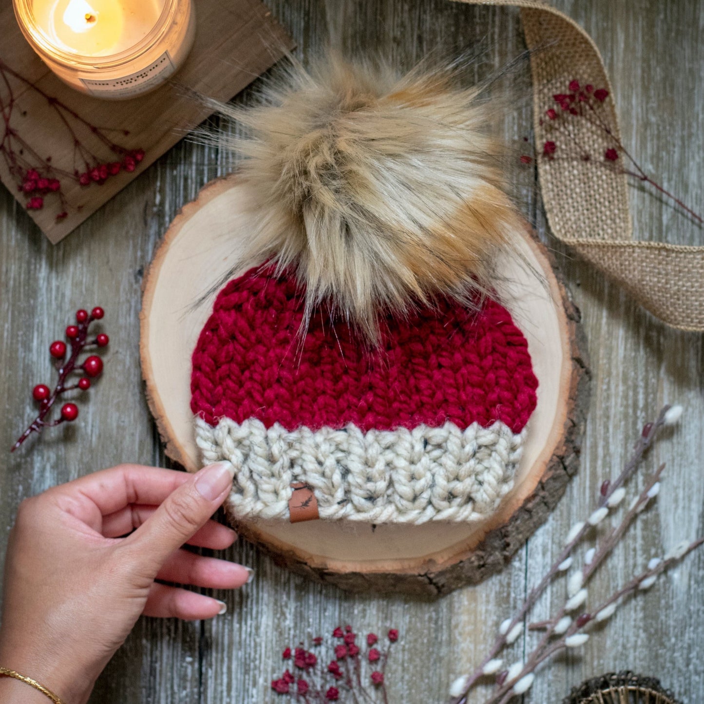 Knit Baby Santa Hat | Newborn Santa Hat Red | Handmade Santa Beanie - For Newborn, Baby, Toddler and Child
