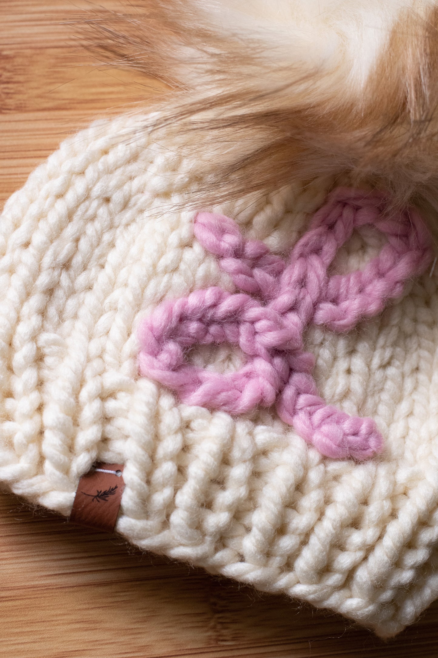 Initial Hat Knitted Baby Hat with Pom Pom | Hand Embroidered | For Baby and Toddler