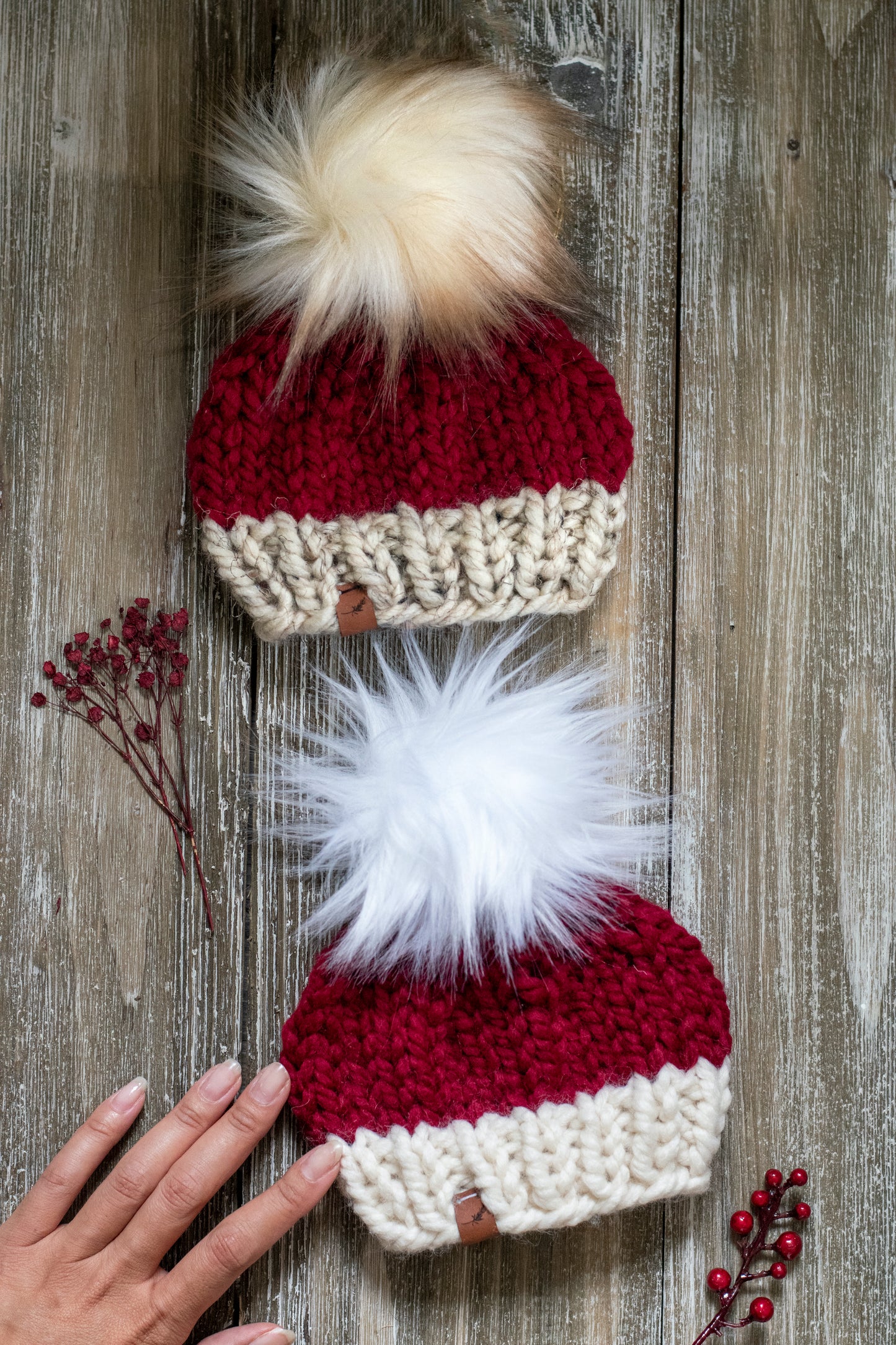 Knit Baby Santa Hat | Newborn Santa Hat Red | Handmade Santa Beanie - For Newborn, Baby, Toddler and Child