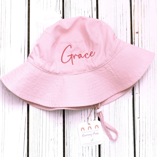 Personalized Baby Sun Hat | Spring Colors | Custom Embroidered Bucket Hat | For Baby and Toddler
