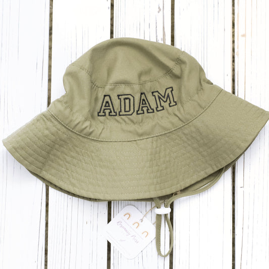 Personalized Baby Sun Hat Neutral Custom Embroidered Bucket Hat Toddler and Baby