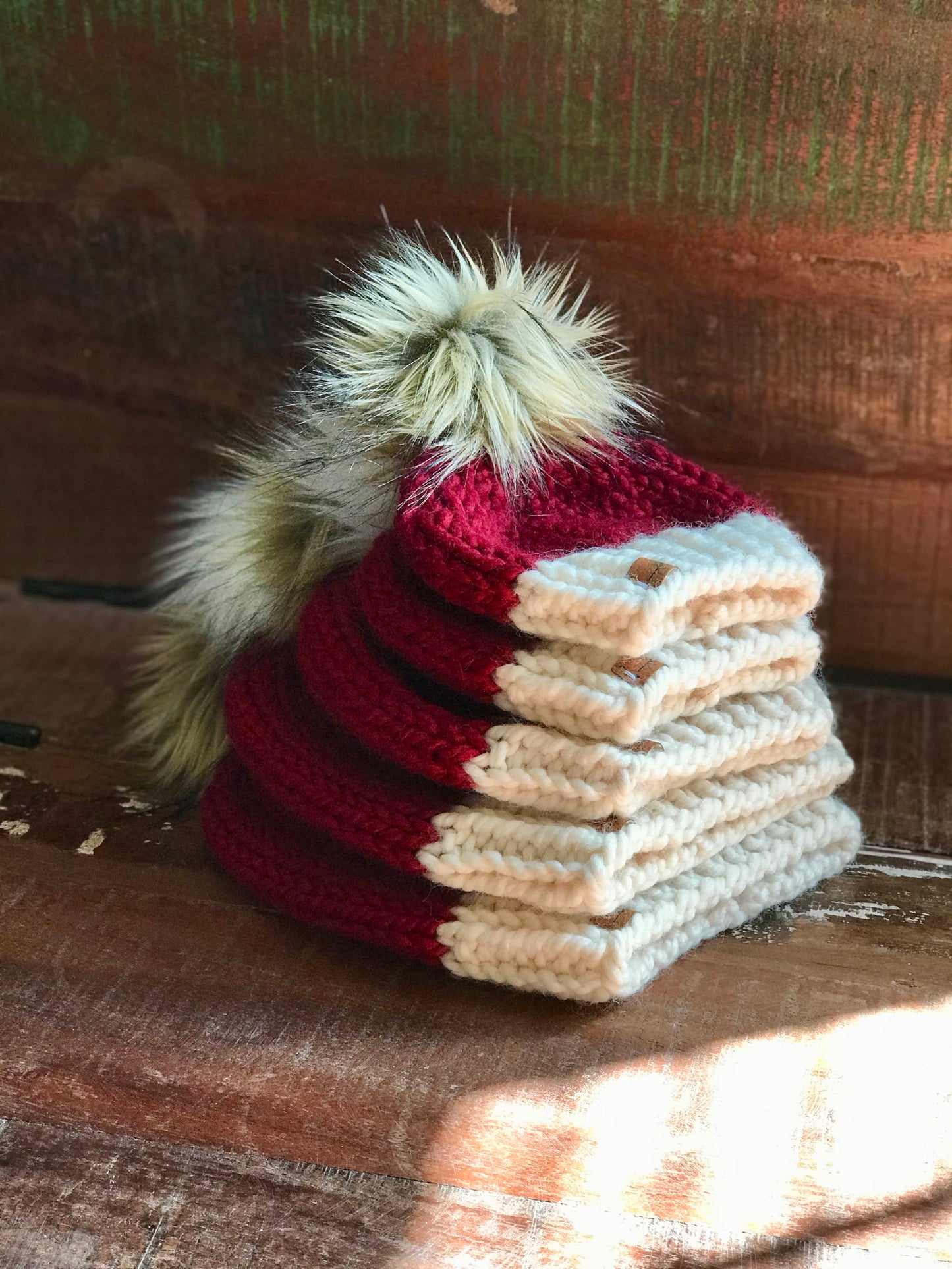 Knit Santa Hat with Pom Pom | Women's Classic Santa Hat Beanie