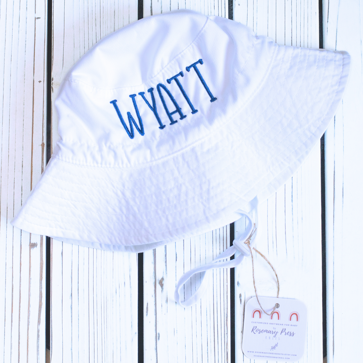Personalized Baby Sun Hat | Gender Neutral Custom Embroidered Bucket Hat | For Baby and Toddler