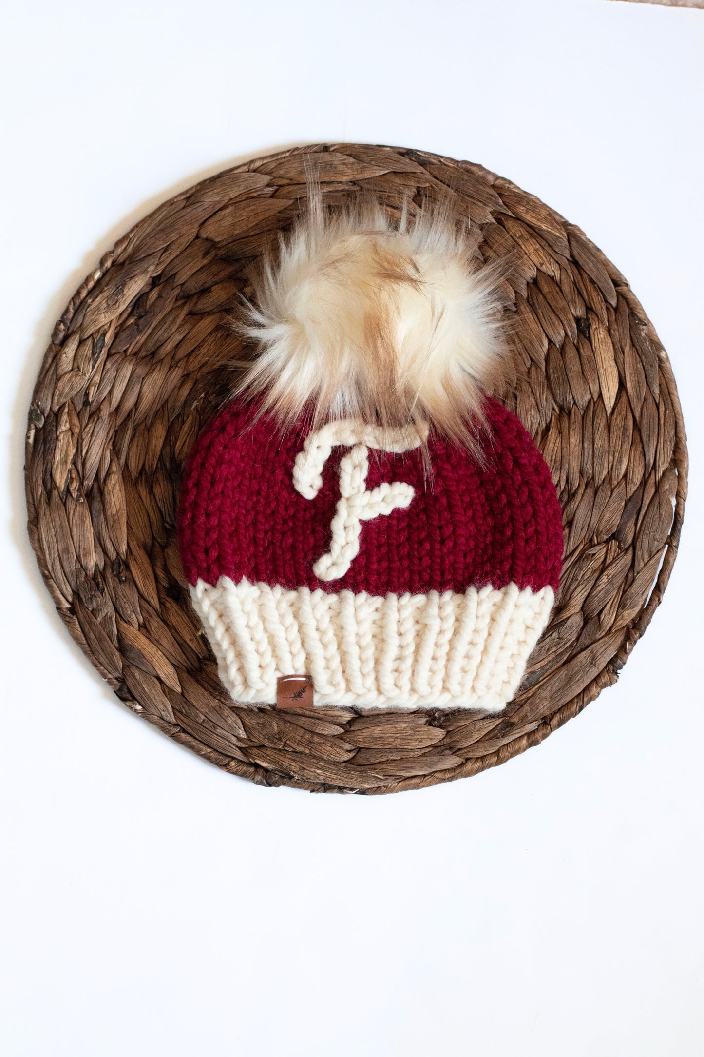 Hand Embroidered Santa Hat with Initial | For Baby and Toddler