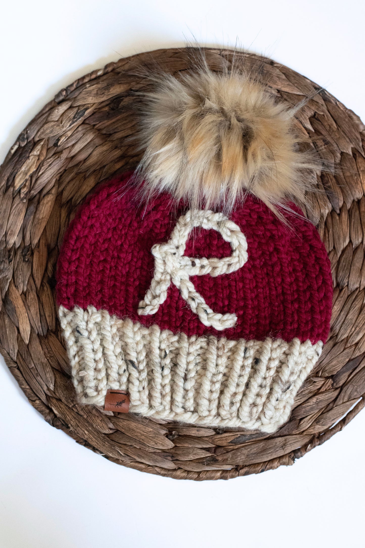 Hand Embroidered Santa Hat with Initial | For Baby and Toddler