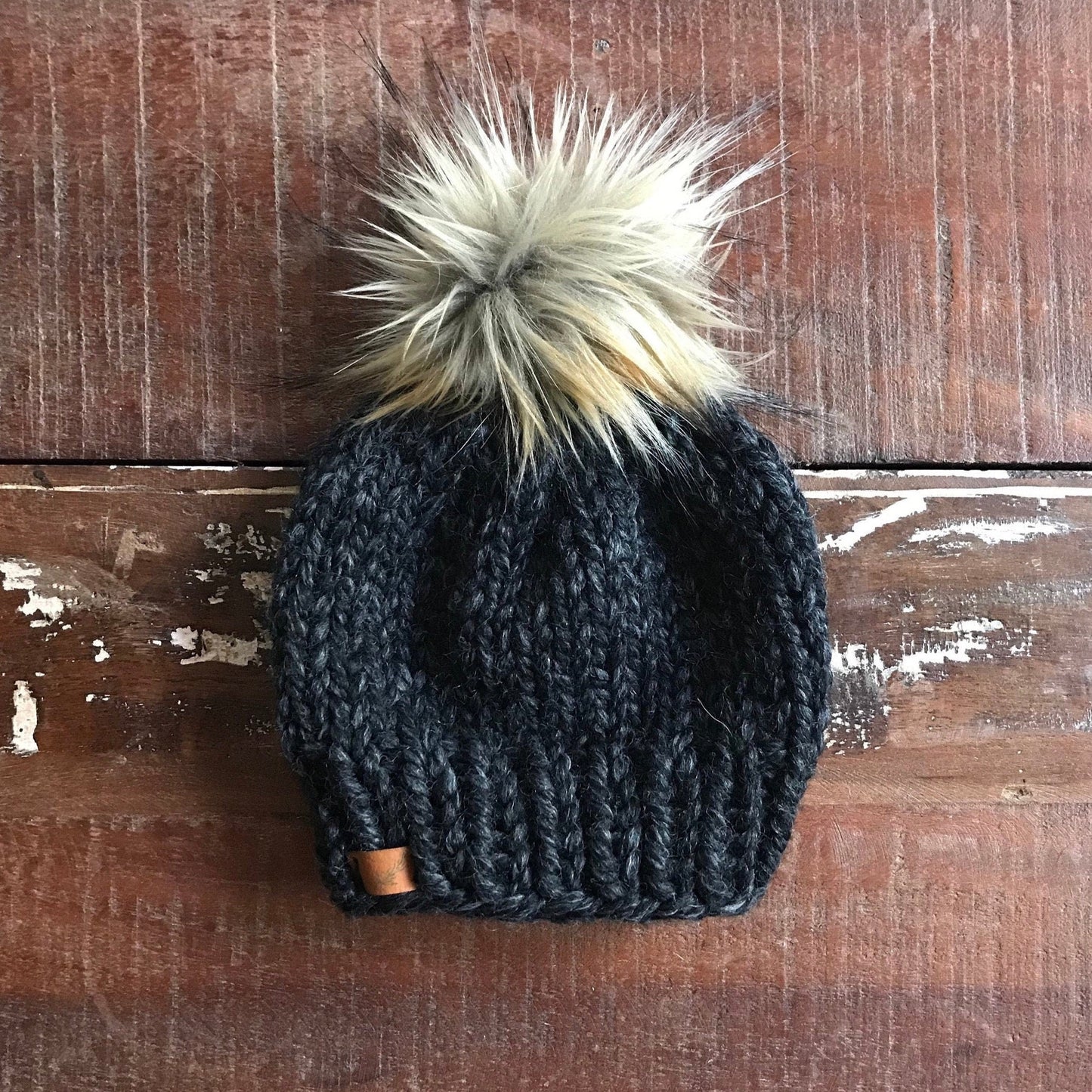 Baby Boy Knit Hat with Pom Pom | Custom Chunky Knit Baby Beanie | 6-to-12 Months
