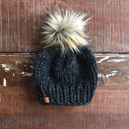 Newborn Baby Boy Knit Hat with Pom Pom | Custom Chunky Knit Baby Beanie | For Newborn