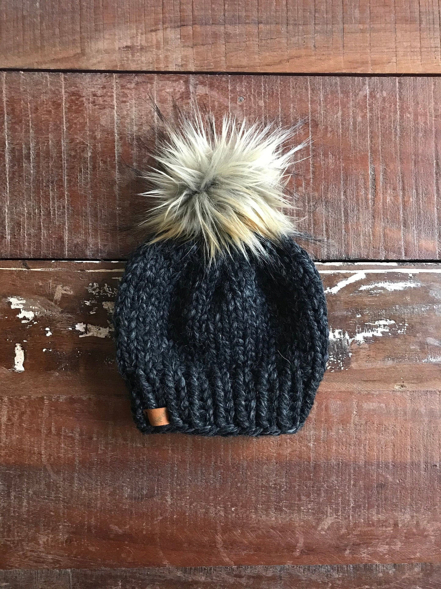 Baby Boy Knit Hat With Pom Pom | Chunky Knit Baby Beanie | 0-to-3 Months