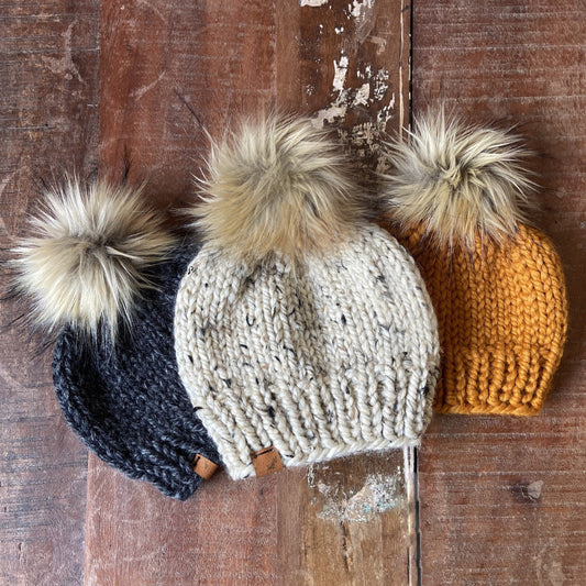 Custom Knit Baby Hat - Choose Yarn Color and Pom Pom | For Baby and Toddler