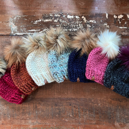 Custom Baby Knit Hat Baby Girl | Chunky Knit Hat | Newborn Girl Hat with Pom Pom | Baby Girl Beanie | Girl Baby Shower Gift