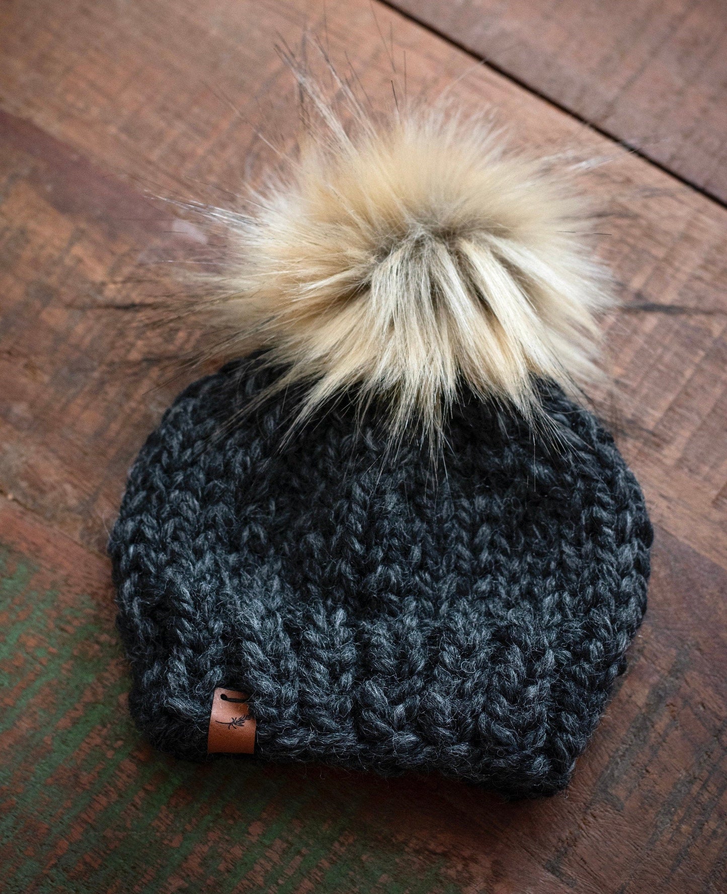 Baby Boy Knit Hat With Pom Pom | Chunky Knit Baby Beanie | 0-to-3 Months