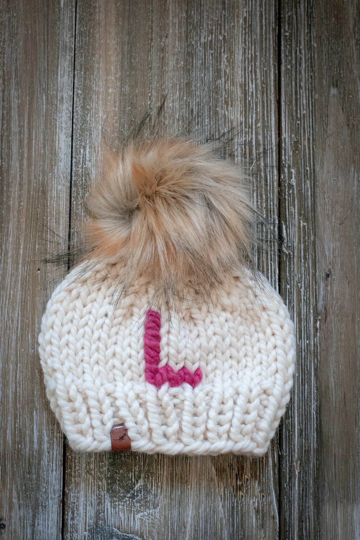 Initial Hat | Baby Knitted Hat with Pom Pom | Custom Monogram | For Baby and Toddler