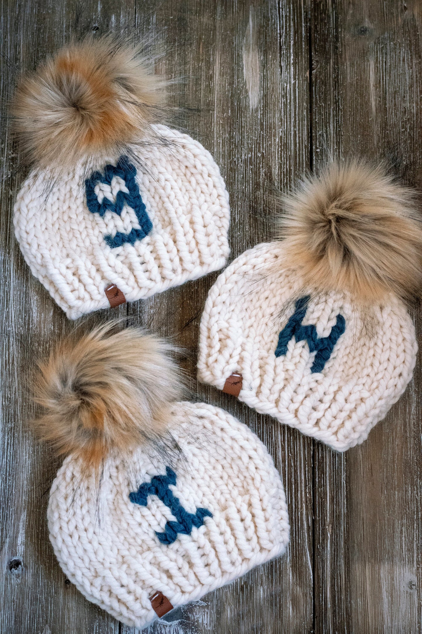 Initial Hat | Baby Knitted Hat with Pom Pom | Custom Monogram | For Baby and Toddler