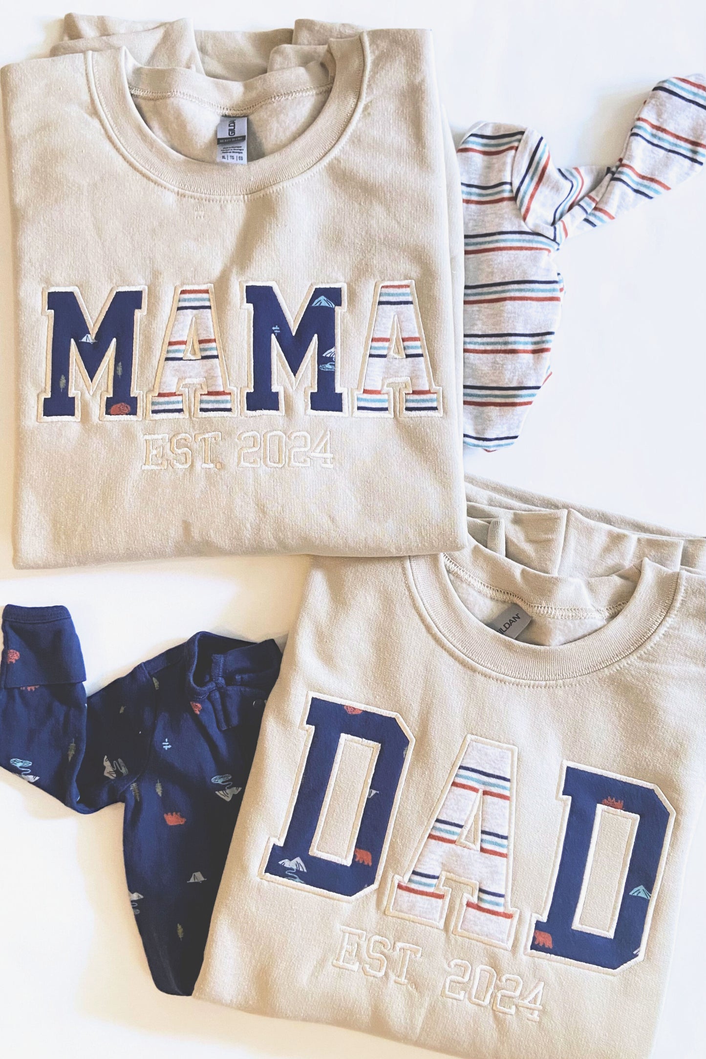Matching Mama and Dad Sweatshirts Est. Year | Parent Keepsake Gift Personalized