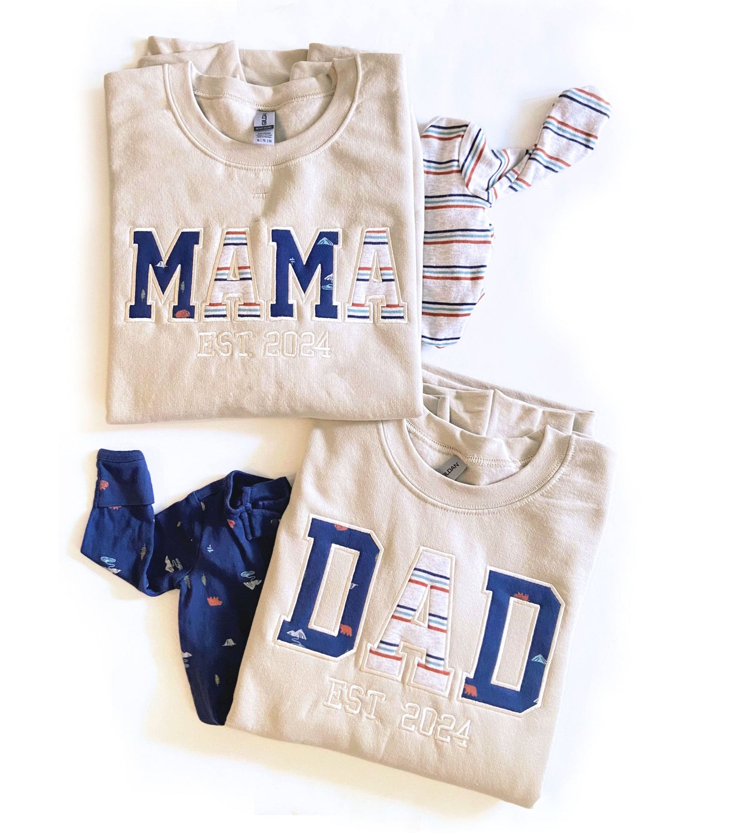 Matching Mama and Dad Sweatshirts Est. Year | Parent Keepsake Gift Personalized