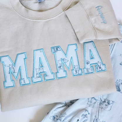 Custom Keepsake Sweater | MAMA Embroidered Keepsake Sweatshirt With Kids Names on Sleeve