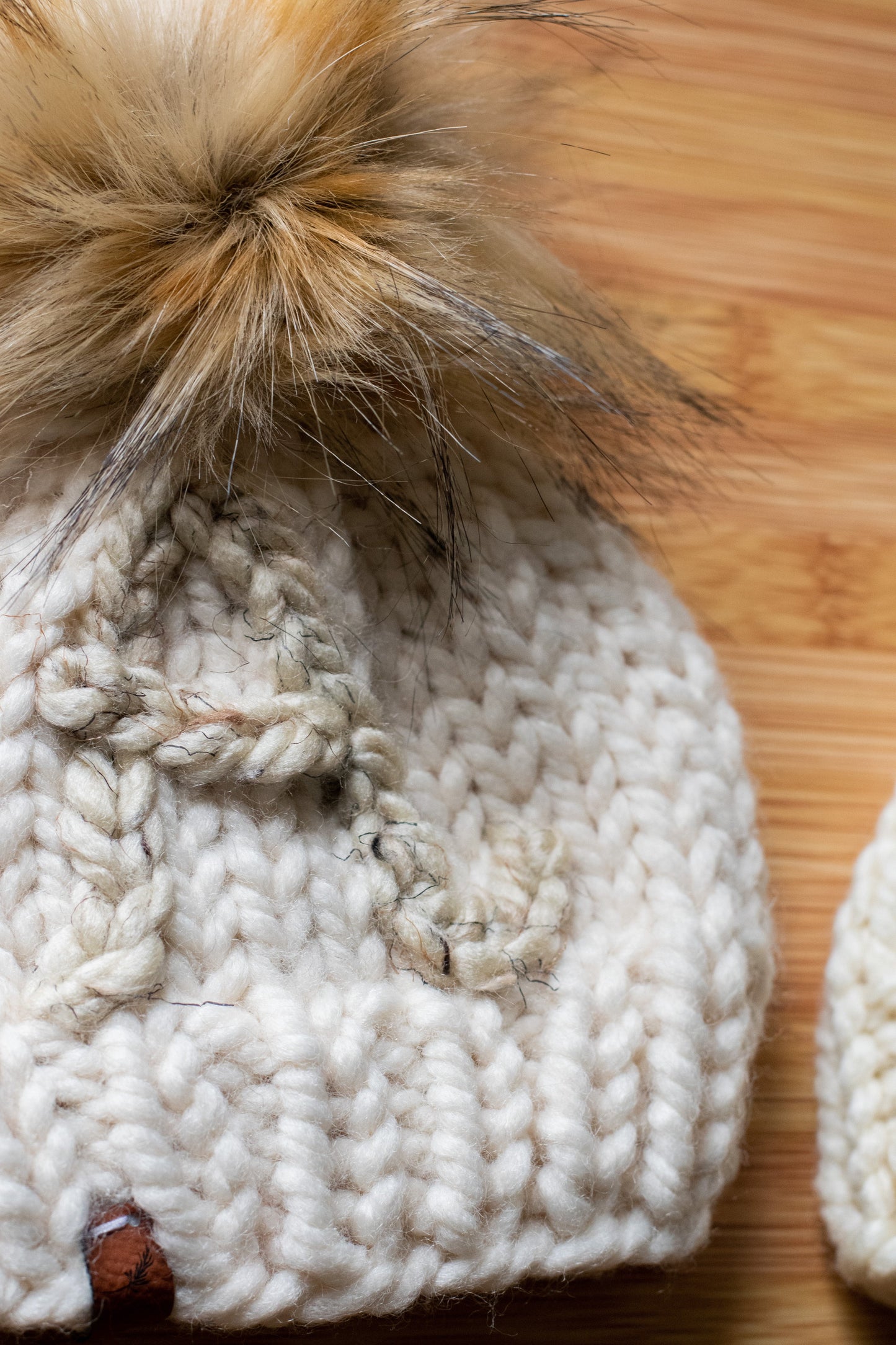 Hand Embroidered Initial Hat Knitted Baby Hat with Pom Pom | For Baby and Toddler