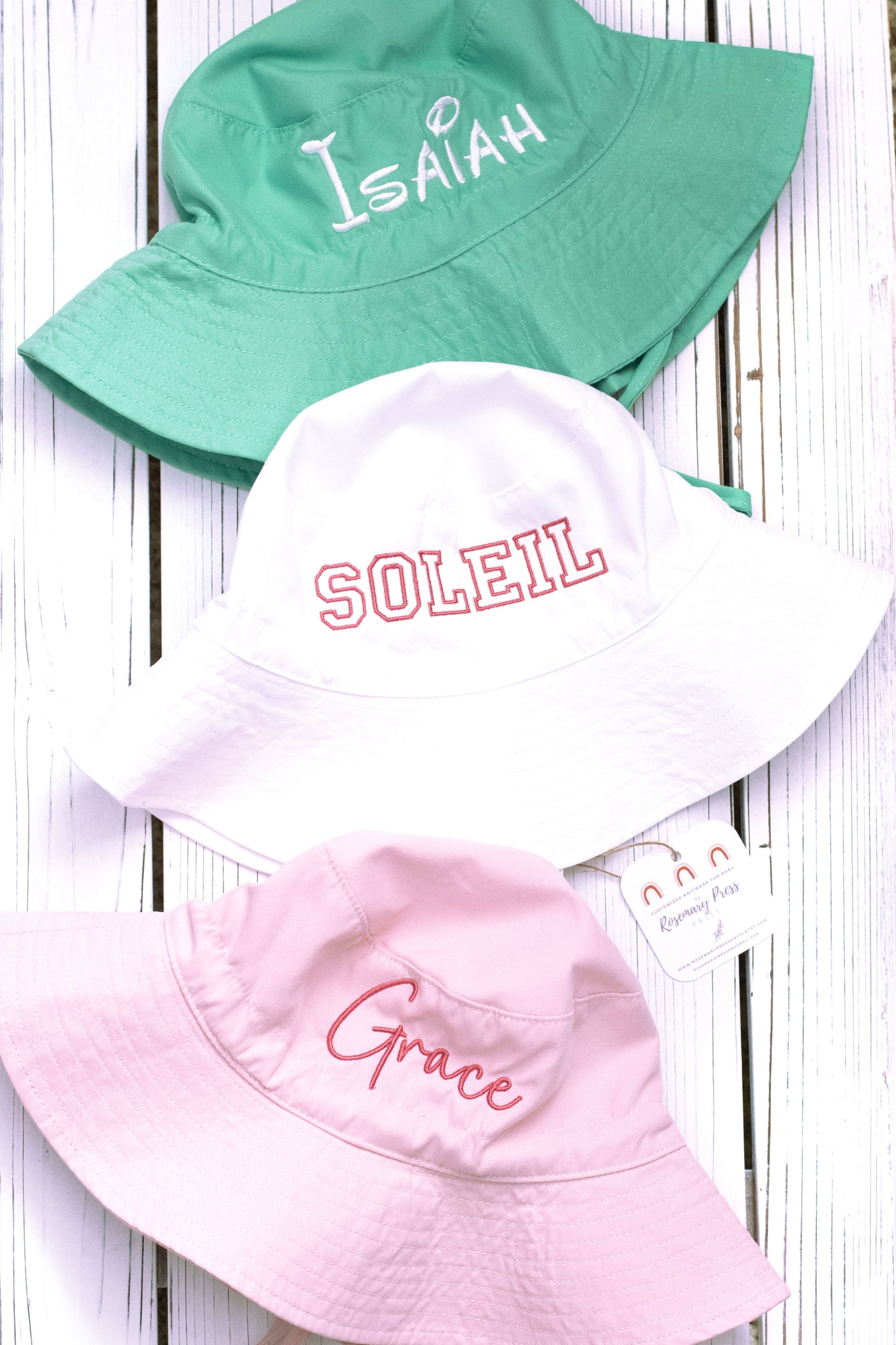 Personalized Baby Sun Hat | Spring Colors | Custom Embroidered Bucket Hat | For Baby and Toddler