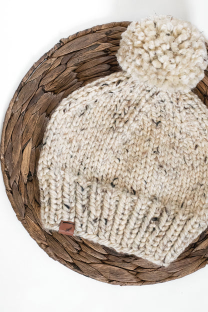 Men's Chunky Knit Hat with Knitted Pom Pom | Men's Winter Beanie