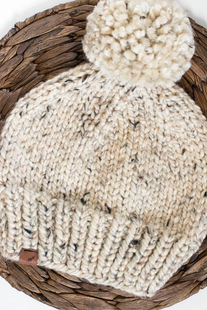 Men's Chunky Knit Hat with Knitted Pom Pom | Men's Winter Beanie