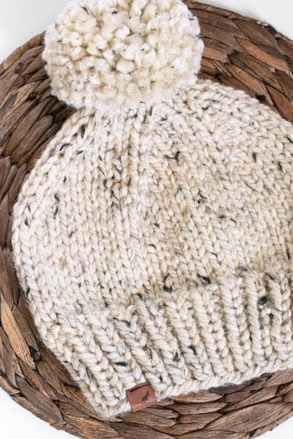 Men's Chunky Knit Hat with Knitted Pom Pom | Men's Winter Beanie