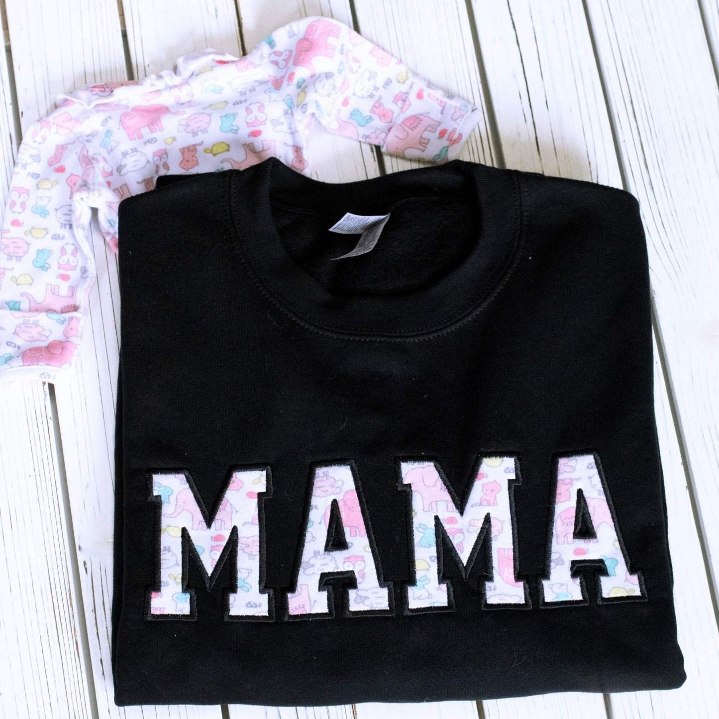MAMA Custom Baby Keepsake Embroidered Sweatshirt With Kids Names