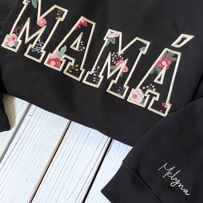 Custom Keepsake Sweater | MAMA Embroidered Keepsake Sweatshirt With Kids Names on Sleeve