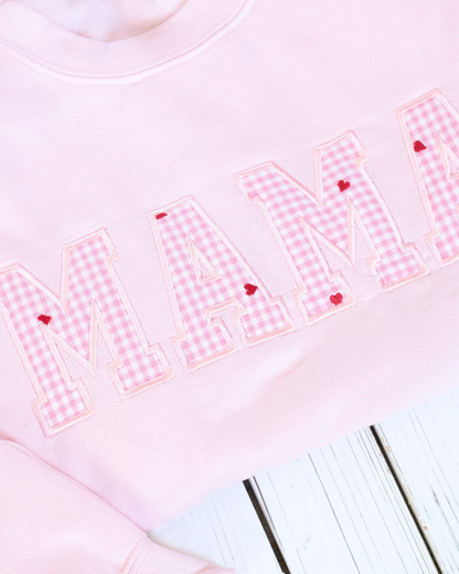 MAMA Floral Embroidered Sweatshirt + Kids Names on Sleeve