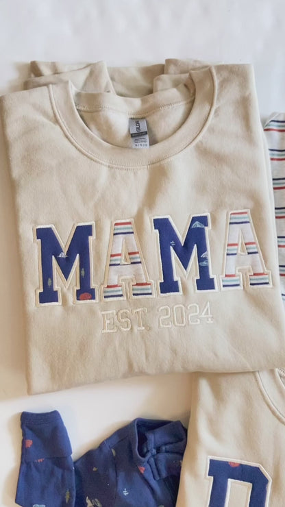 Matching Mama and Dad Sweatshirts Est. Year | Parent Keepsake Gift Personalized