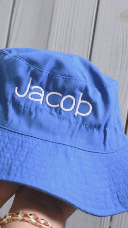 Personalized Baby Boy Sun Hat | Custom Embroidered Bucket Hat | For Baby and Toddler