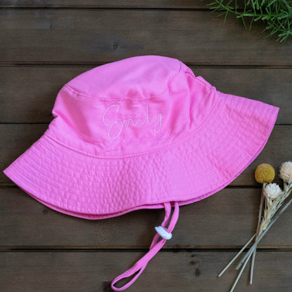 Baby Girl Sun Hat Personalized with Name | Embroidered Bucket Hat | For Baby and Toddler