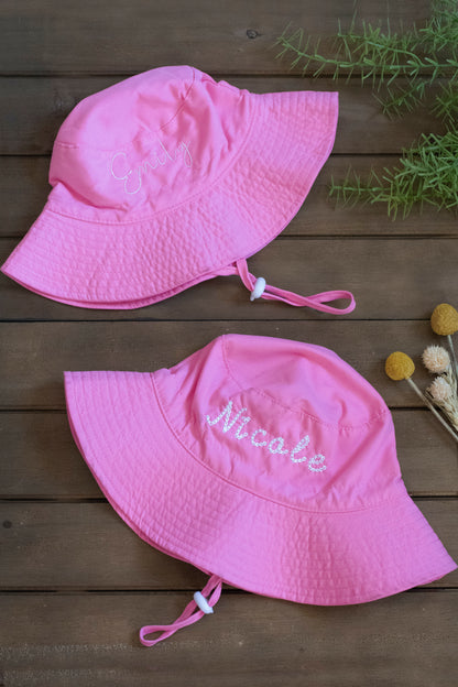 Baby Girl Sun Hat Personalized with Name | Embroidered Bucket Hat | For Baby and Toddler