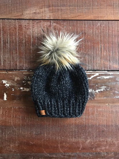 Toddler Boy Knit Hat with Pom Pom | Custom Toddler Boy Beanie