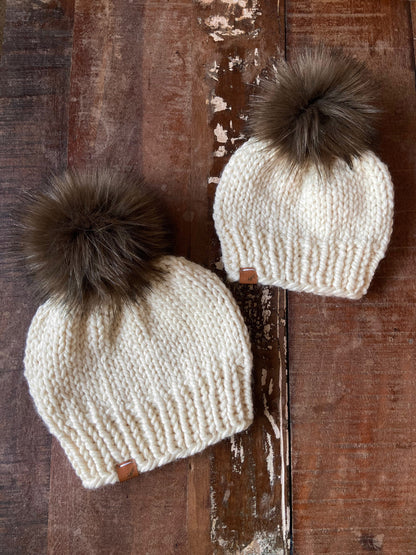 Custom Mommy and Me Knit Hats with Pom Pom | Bestseller For Matching with Mommy