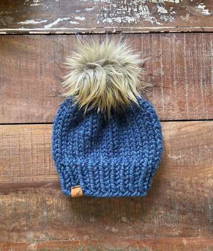 Custom Knitted Toddler Beanie with Pom Pom