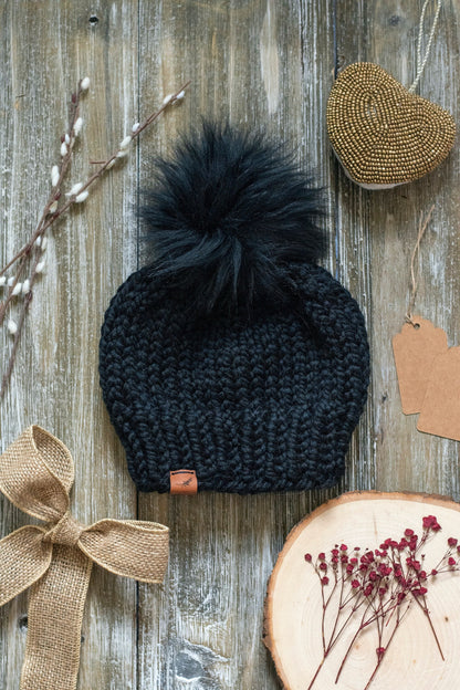 Custom Child Knit Hat with Pom Pom - Choose Yarn Color and Pom Pom