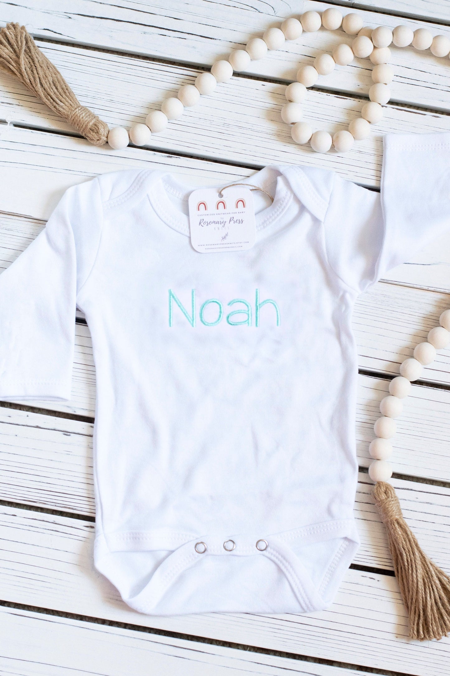 Personalized Baby Bodysuit | Custom Embroidered Baby Bodysuit Long-Sleeve | 0-to-3 Months